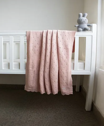 Pluchi Cotton Knitted AC Blanket - Pink