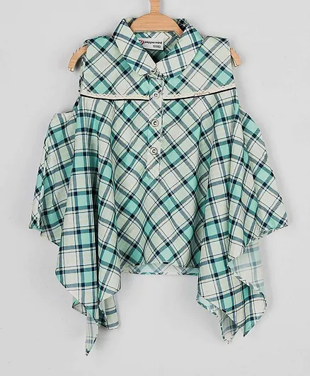 Peppermint Sleeveless Checked Top - Sea Green