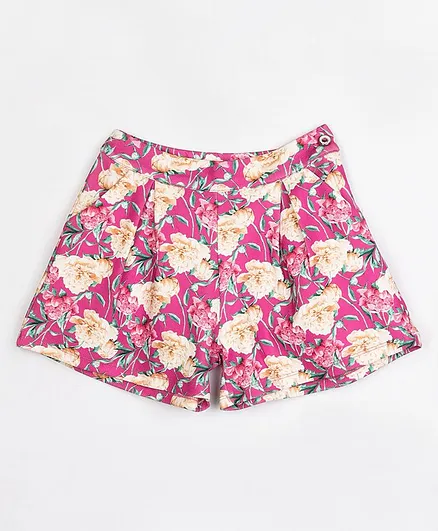 Peppermint Floral Print Shorts - Pink