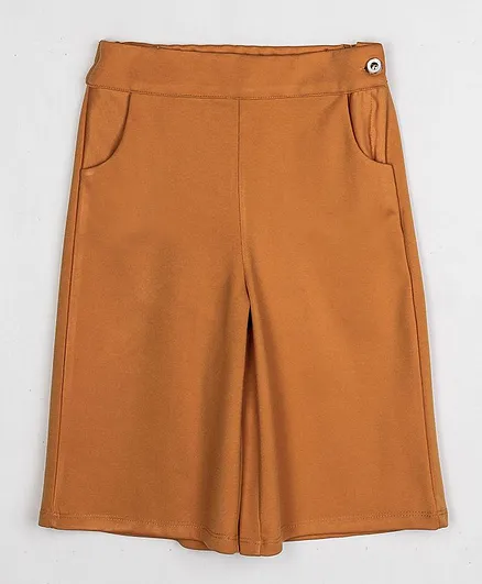 Peppermint Full Length Solid Flared Culottes - Mustard