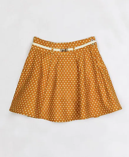 Peppermint Flared Silhouette Polka Dot Print Skirt - Mustard