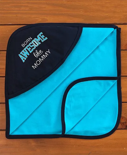 Simply Hooded Wrapper Text Print - Blue