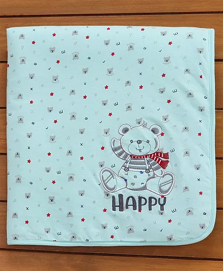 Simply Wrapper Bear Embroidery - Aqua Blue