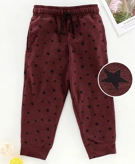 Rikidoos Full Length Star Print Tack Pants - Maroon