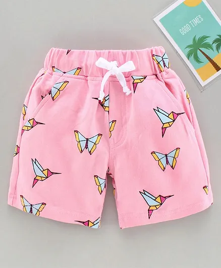 Rikidoos Origami Birds & Butterflies Print Shorts - Light Pink