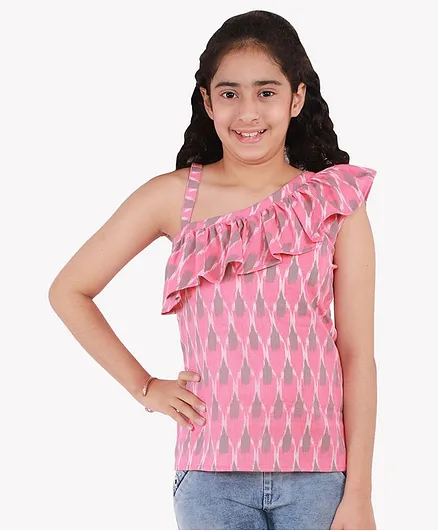 Chipbeys Ikat Sleeveless Tops - Pink