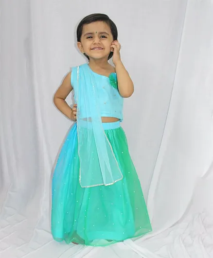 Chopuco One Shoulder Sleeveless Choli With Lehenga & Dupatta - Blue