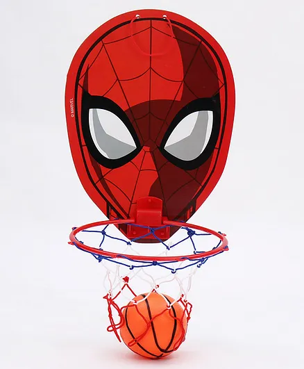 IToys Marvel Spider Man Face Cut Basket Ball Set - Red