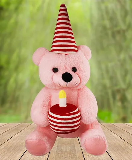 Ankit Toys Plush Teddy Bear With Cupcake And Hat Pink - Height 65 cm