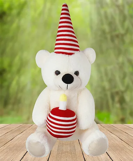 Ankit Toys Plush Teddy Bear With Cupcake And Hat White - Height 75 cm