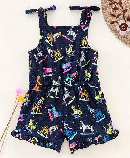 Cucumber Sleeveless Printed Jumpsuit - Blue