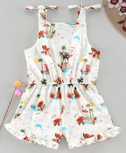 Cucumber Sleeveless Printed Jumpsuit - White