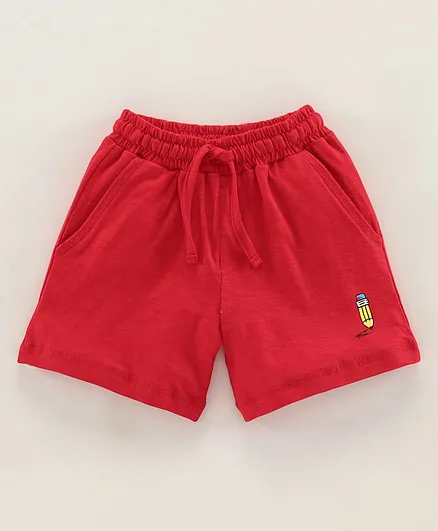 Cucmber Cotton Shorts Pencil Print - Red