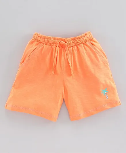 Cucmber Cotton Shorts Tree Print - Orange