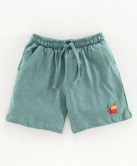 Cucumber Shorts With Drawstring Ship Patch - Green
