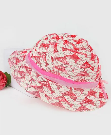 TMW Kids Lace Design Abstract Print Hat - Red