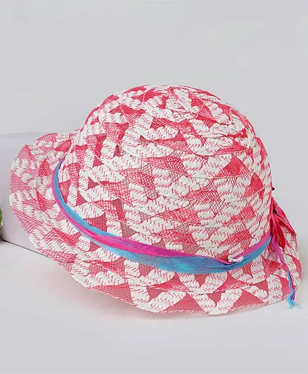 TMW Kids Lace Design Abstract Print Hat - Pink