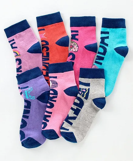 Pine Kids Anti Bacterial Socks Set of 7 Pairs - Multicolour