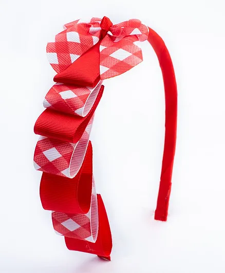 Ribbon candy Checked Hair Band - Red