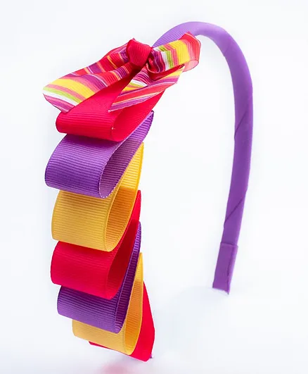 Ribbon candy Striped Bow Hairband - Multicolour