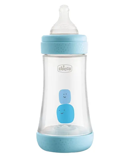 Chicco Feeding Bottle with Silicone Nipple Blue - 240 ml