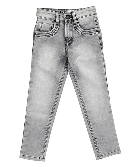 LEO Shaded Full Length Slim Fit Stretch Fashion Jeans - Grey