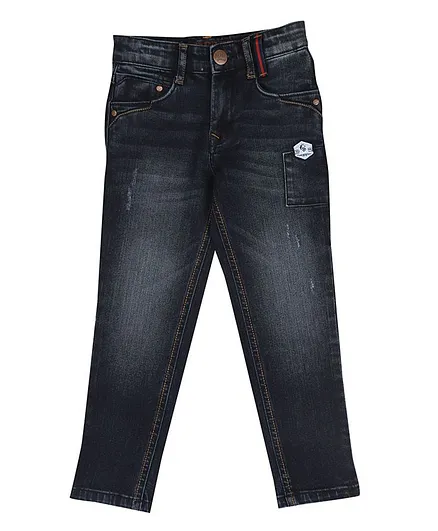 LEO Shaded Full Length Denim Slim Fit Stretch Fashion Jeans - Blue