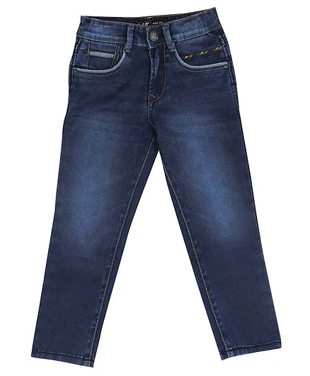 LEO Shaded Full Length Slim Fit Stretch Fashion Jeans - Blue
