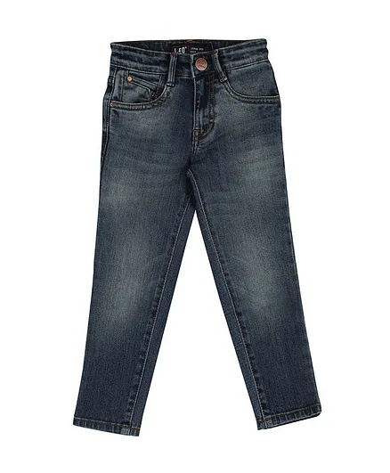 LEO Solid Shaded Full Length Slim Fit Stretch Fashion Jeans - Blue