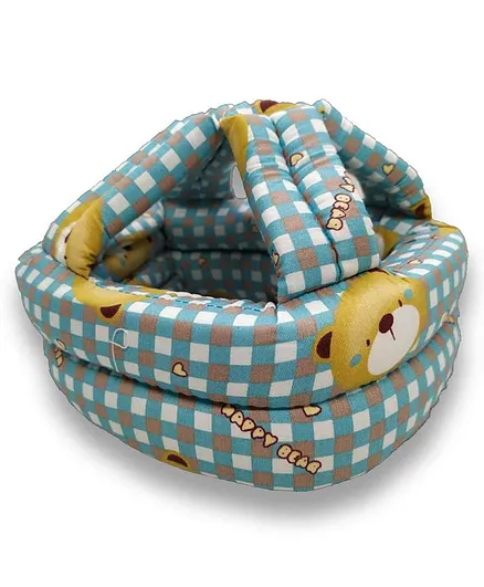 Syga Adjustable Cushioned Baby Safety Helmet Chekcs Print - Blue