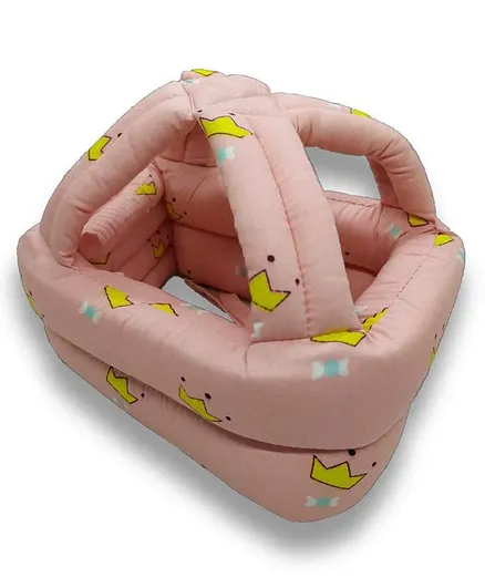 Syga Adjustable Cushioned Baby Safety Helmet Crown Print - Pink
