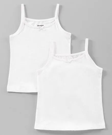 Honeyhap Cotton Elasthane Singlet Slips with Silvadur Antimicrobial Finish Pack of 2 - White