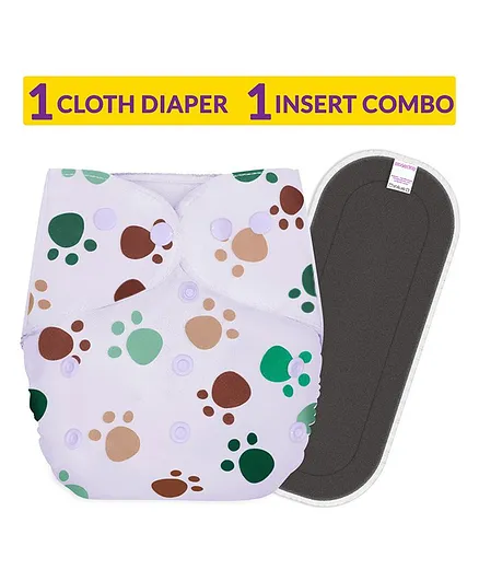 Bembika Reusable Cloth Diaper With Bamboo Charcoal Inserts - White