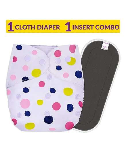 Bembika Reusable Cloth Diaper With Bamboo Charcoal Inserts - White