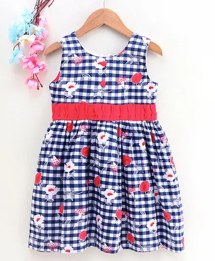 Twetoons Sleeveless Checkered Frock - Blue