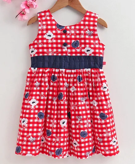 Twetoons Sleeveless Checkered Frock - Red
