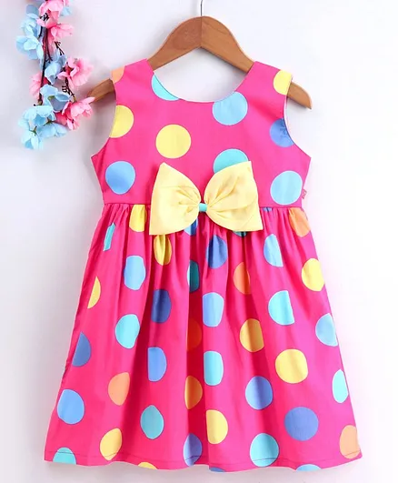 Twetoons Sleeveless Polka Dot Frock - Pink