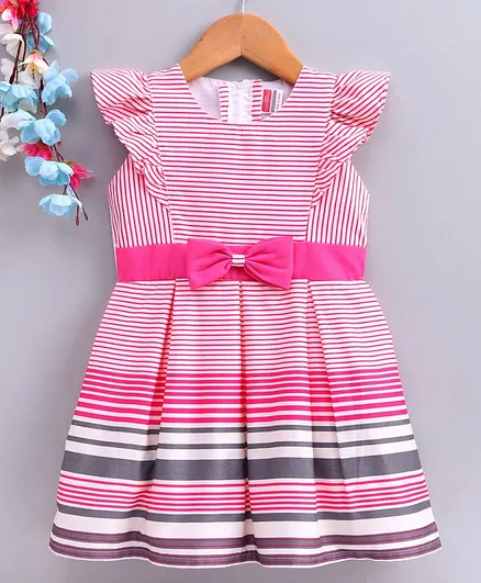 Twetoons Sleeveless Frock Striped Print - Pink
