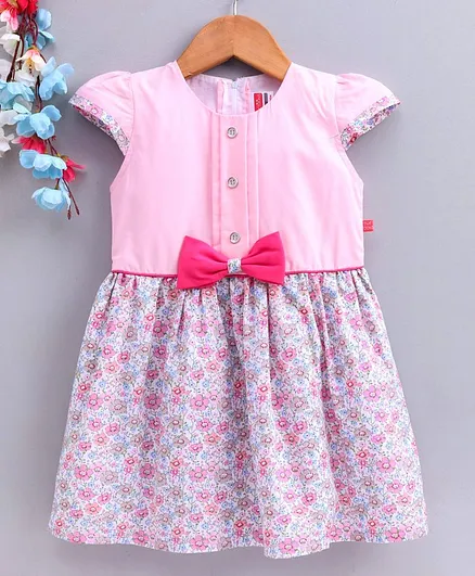 Twetoons Half sleeves Frock Floral Print - Pink