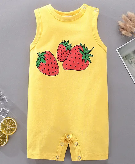 Kookie Kids Sleeveless Romper Strawberry Print - Yellow