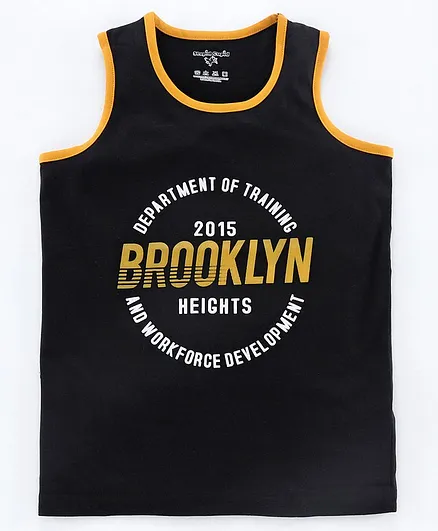 Stupid Cupid Sleeveless Brooklyn Printed Tee - Black