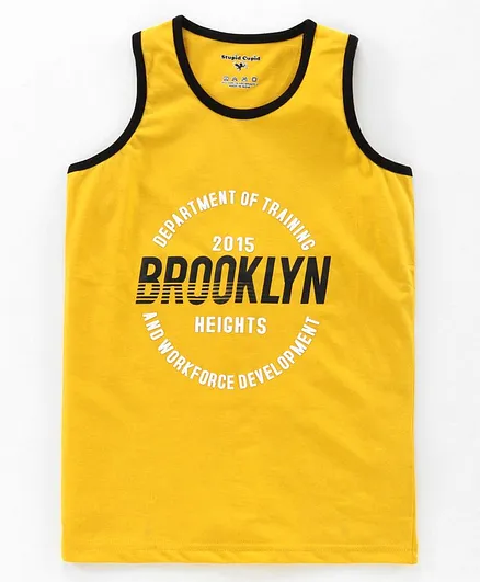 Stupid Cupid Sleeveless Brooklyn Printed Tee - Yellow