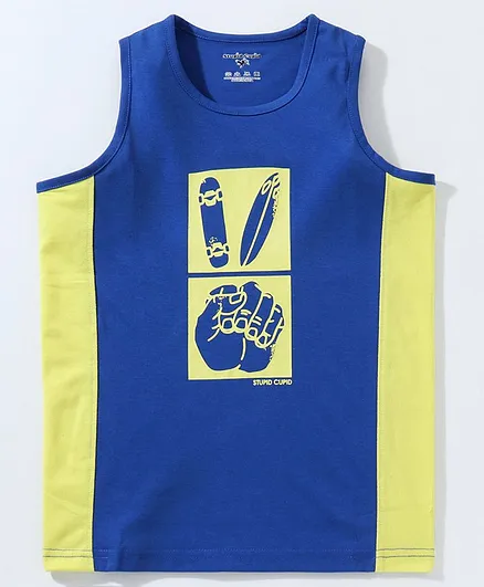 Stupid Cupid Sleeveless Sports Theme Tee - Blue