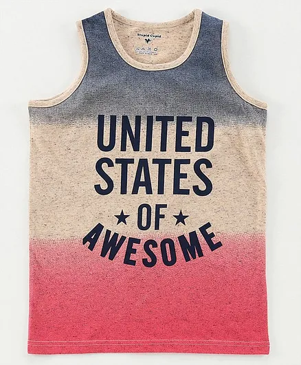 Stupid Cupid Sleeveless United States Of America Printed Tee - Yellow
