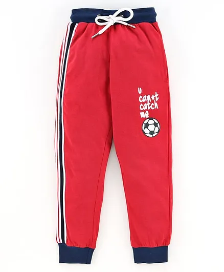 Stupid Cupid Full Length Football Patch Joggers - Red