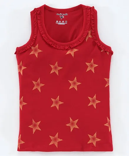 Stupid Cupid Stars Print Sleeveless Tee - Red
