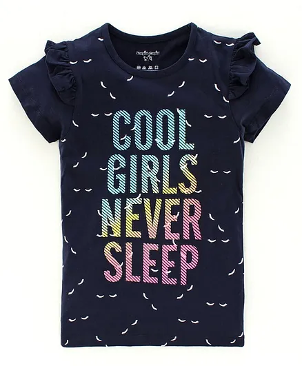 Stupid Cupid Short Sleeves Cool Girls Print Tee - Blue