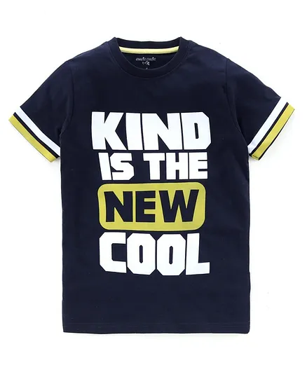 Stupid Cupid Half Sleeves Kind Is The New Cool Print Tee - Blue