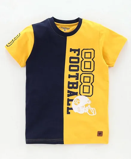 Stupid Cupid Football Print Half Sleeves Tee - Yellow