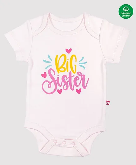 Nino Bambino 100% Organic Cotton Short Sleeves Big Sister Onesie - Pink